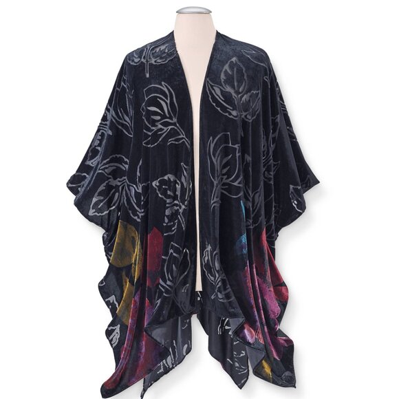 The Pyramid Collection  Burnout Velvet Kimono (OS) - Picture 1 of 12